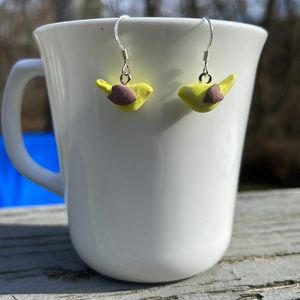 Handmade little yellow bird earrings